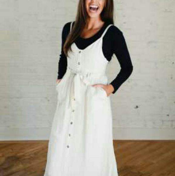 cream midi jumper dress